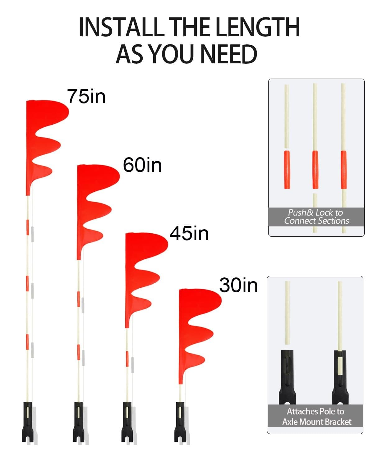 2 Pcs Bike Safety Flag - Adjustable 6 Feet Height Dinosaur Tail Shape With Fi... 4