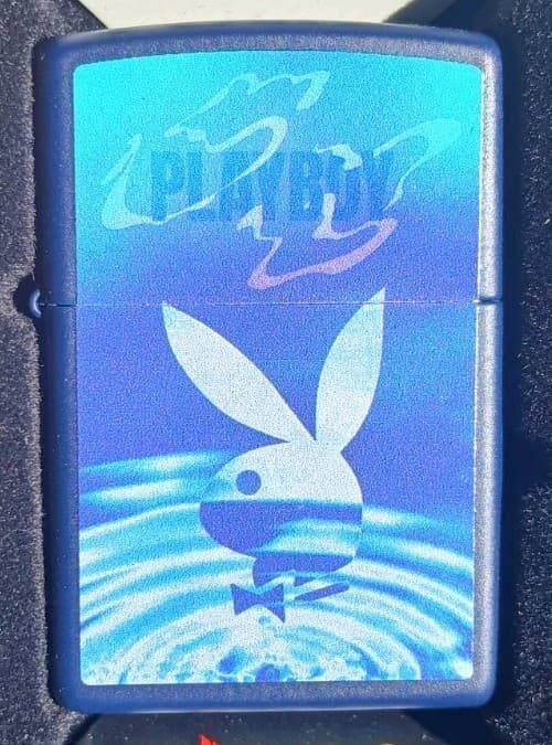 Zippo Playboy Dream Bunny Logo Design Navy Light Blue Matte Water Lighter NEW 90