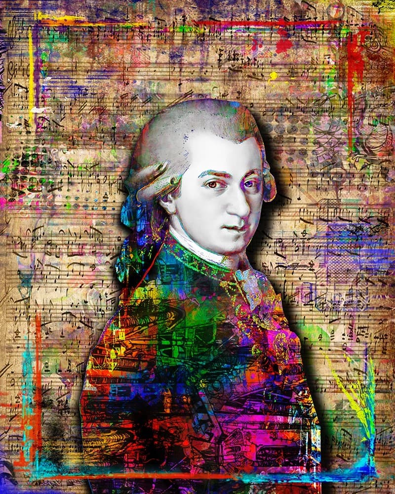 Wolfgang Amadeus Mozart 8x12in Poster, Mozart Tribute Pop Art Free Shipping US 3