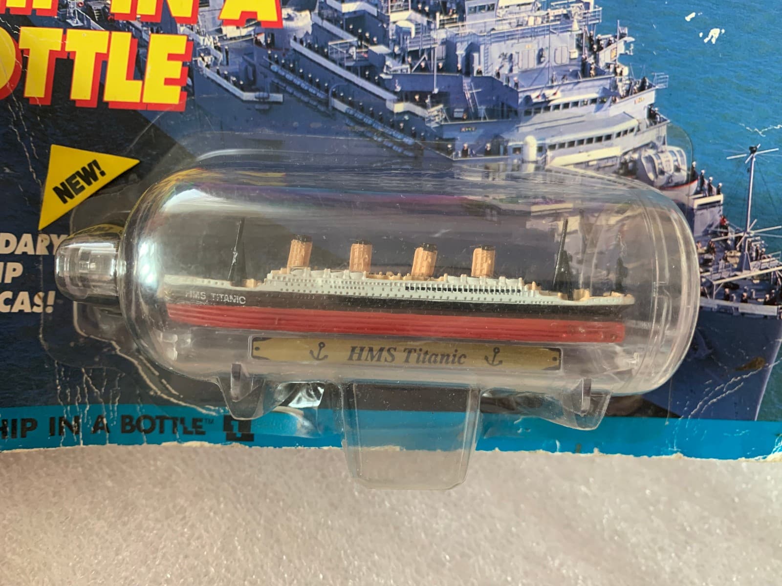 DAMAGED CARD MINIATURE HMS TITANIC OCEAN LINER SHIP IN A BOTTLE MICRO MACHINES 3