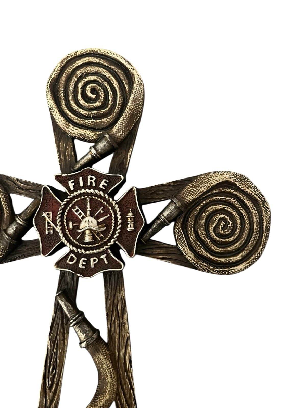 Fire Department Firefighter Resin Firehouse Cross Wall Plaque 12”x8” 5