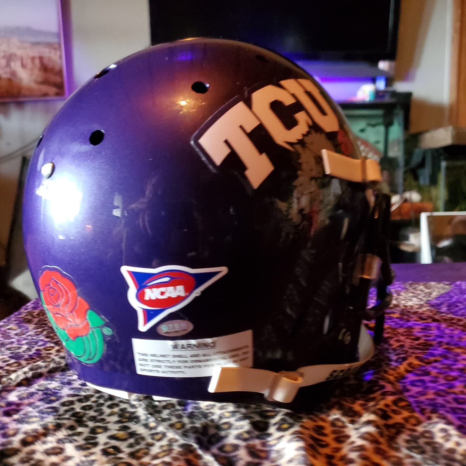 *SIGNED AD*TCU ROSE BOWL FULL SIZED NIB Replica Schutt XP  Football Helmet NEW!! 6