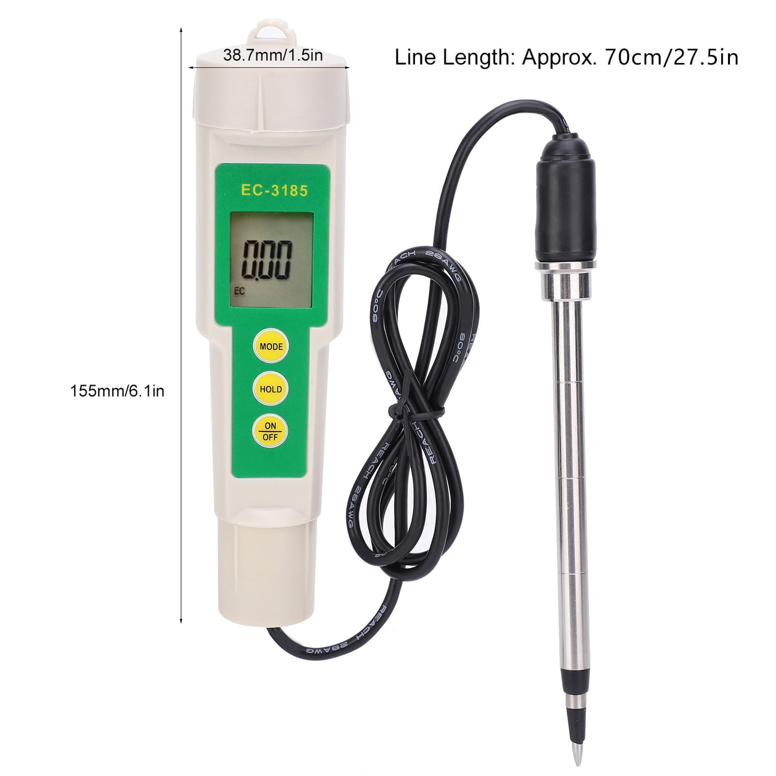 EC3185 Portable EC CF Soil Tester Meter For Garden Horticultural Agriculture US