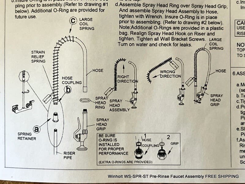 Winholt WS-SPR-ST Pre-Rinse Faucet Assembly FREE SHIPPING 5