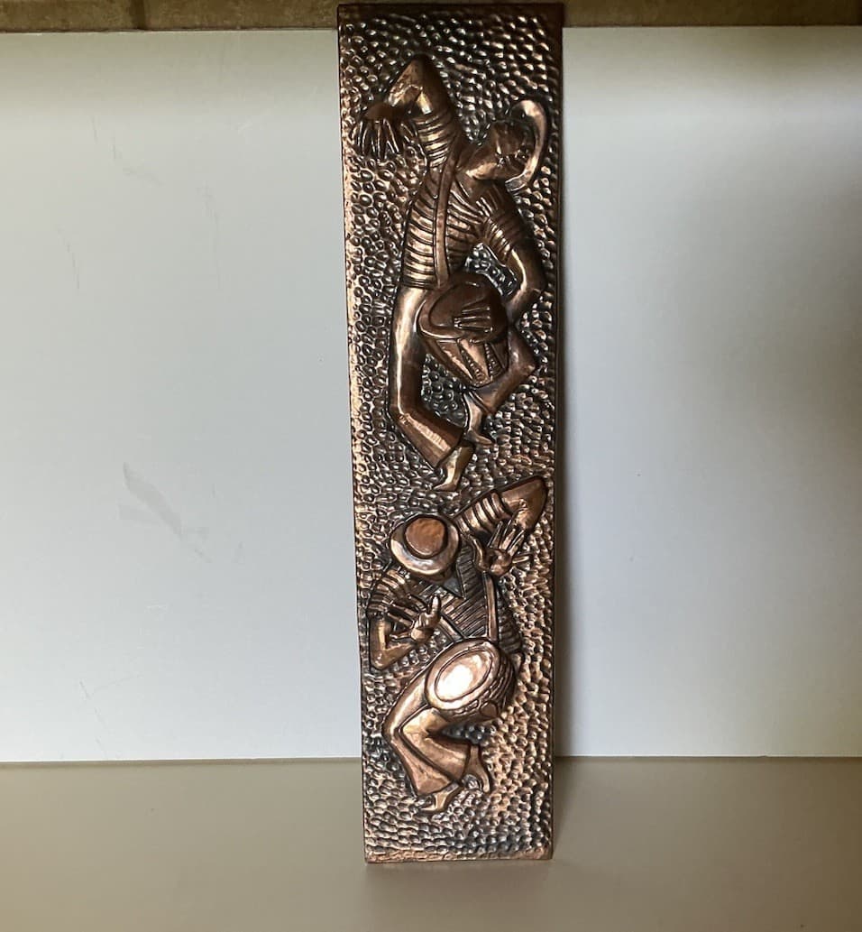 Mid Century Copper Relief Handing Sculpture Calipso Drummers 2