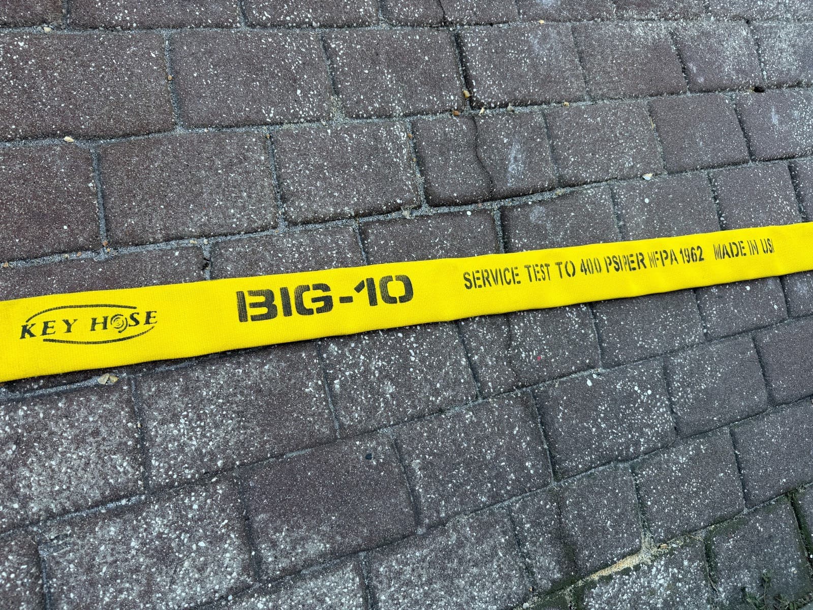 Key Fire Hose BIG-10 Double Jacket Fire Hose 1.5 Inch x 10 Ft YELLOW TEST TO 400 2