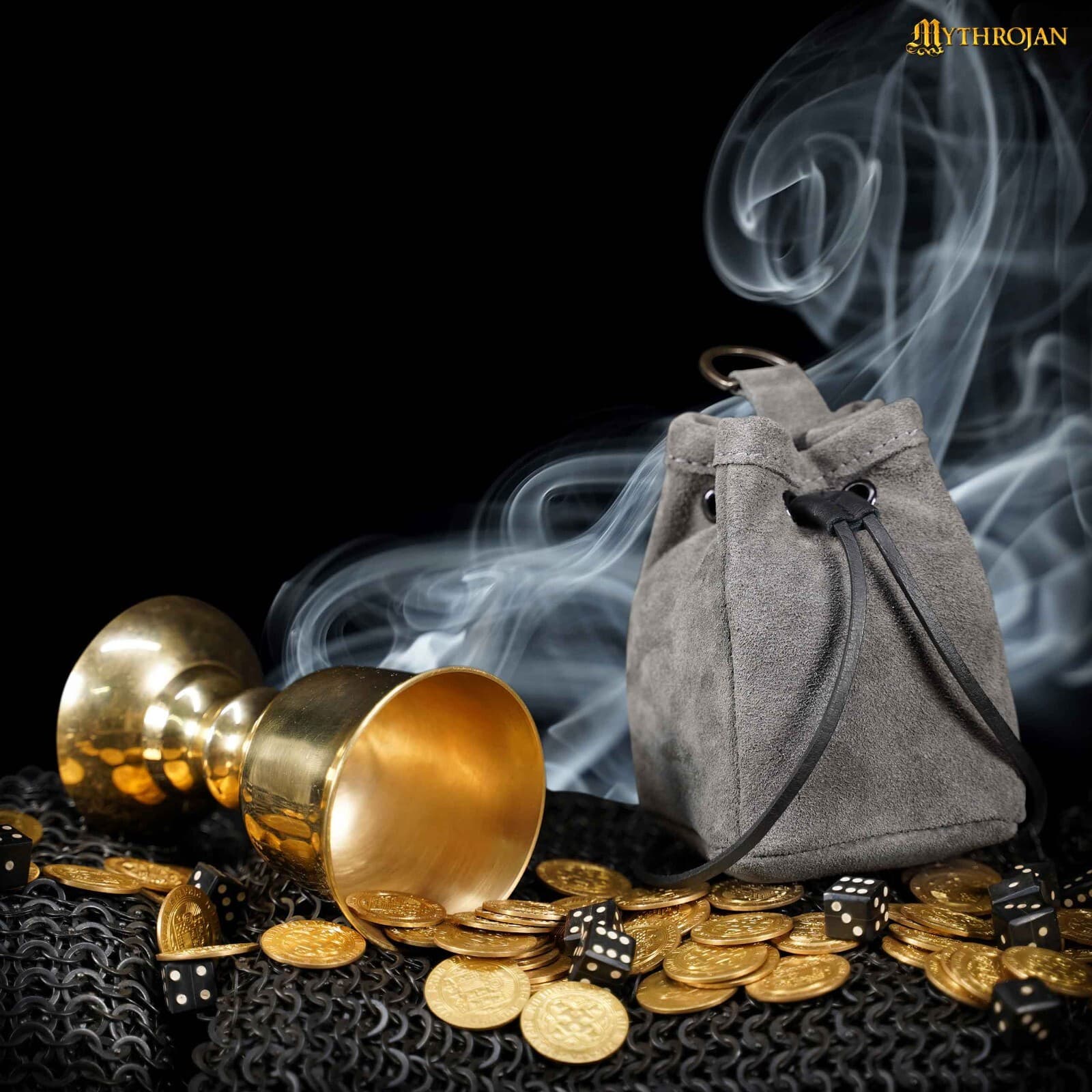 Medieval Belt Bag Suede Leather Pouch Renaissance Cosplay Costume Accessory Grey 6