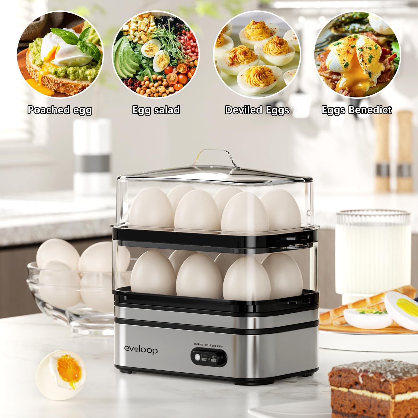 Rapid Egg Cooker 12 Eggs Capacity, Soft, Medium, Hard Boiled, Poached, Omelet... 5