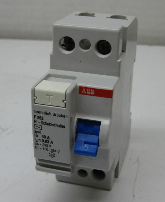 ABB F362-40/0.03 Residual Current-Operated Circuit Breaker, 2-Pole, 40A/30mA