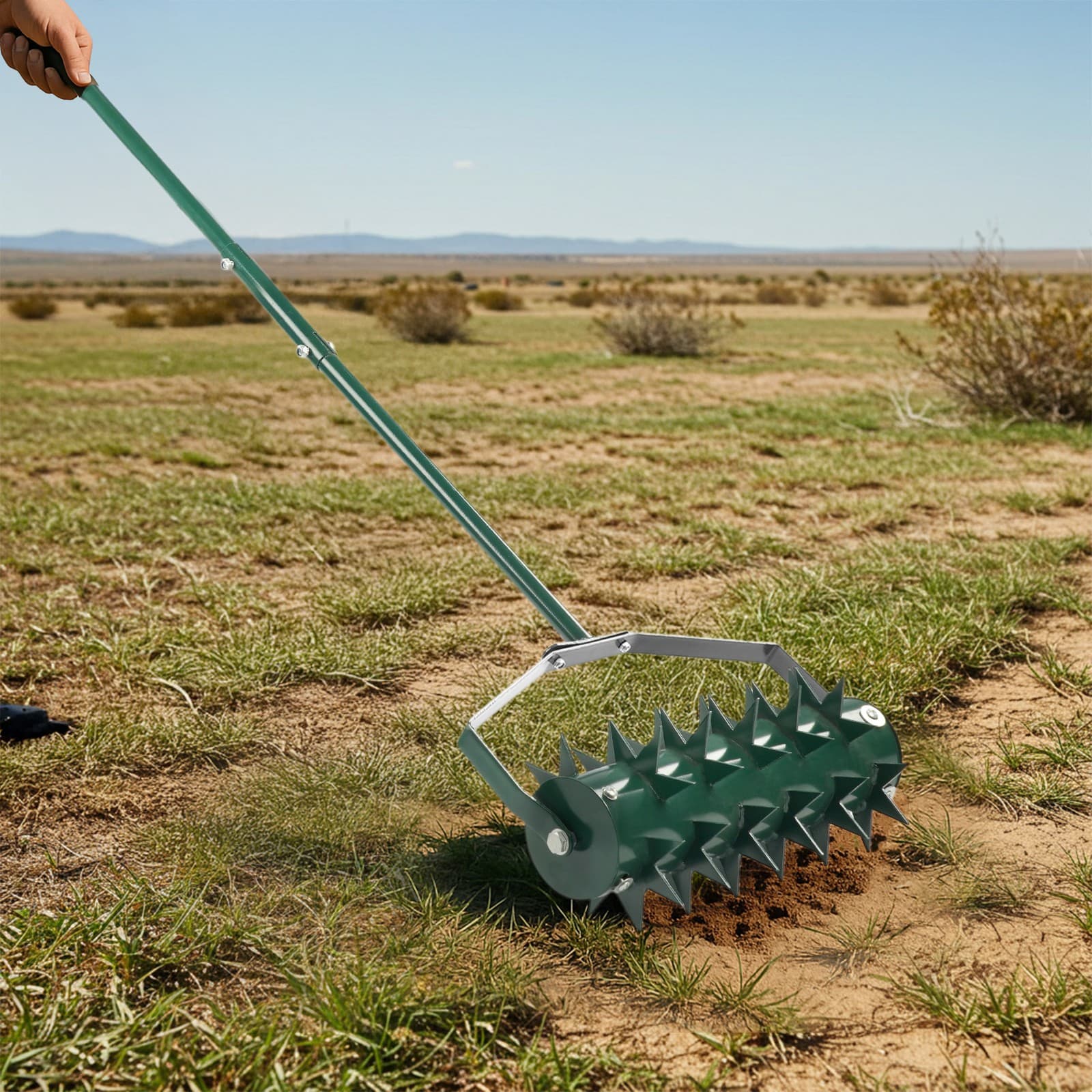 18in Lawn Aerator, Heavy Duty Rolling Aerator Lawn Tool, Manual Lawn Aerator 3