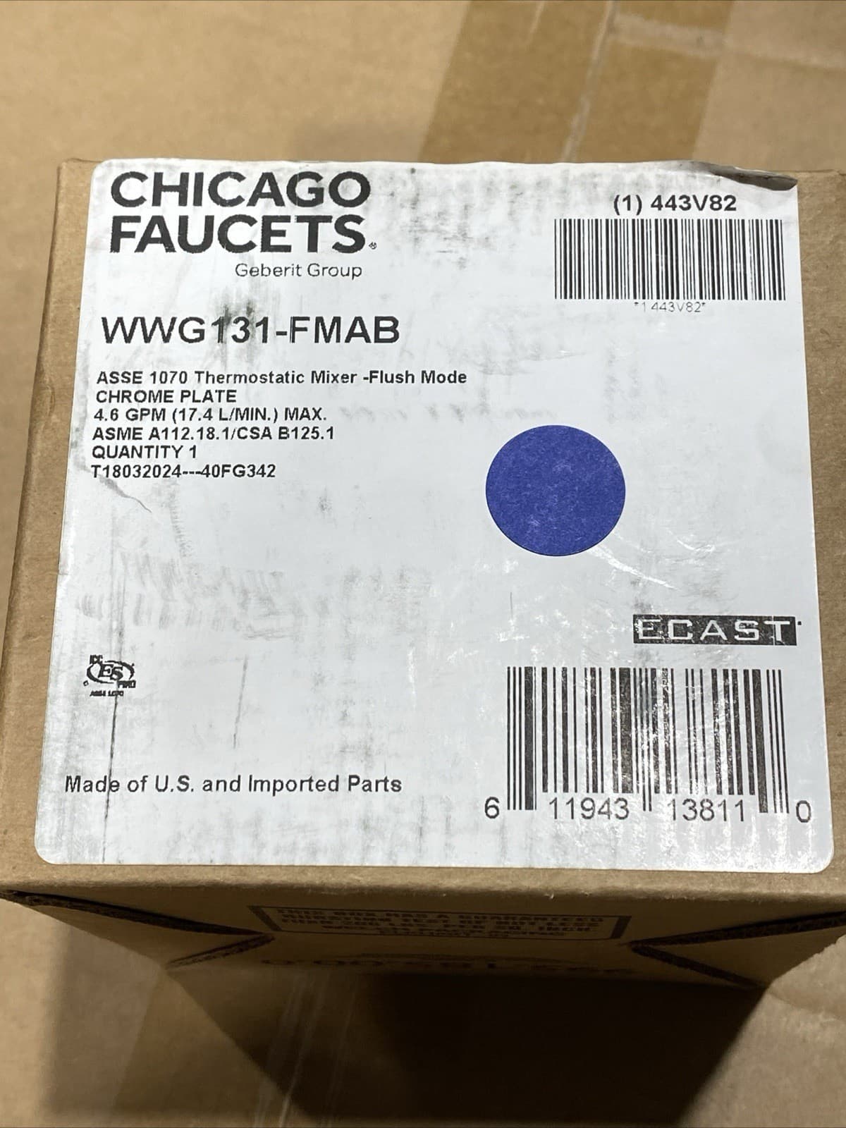 Chicago Faucet 131-Fmab Thermostatic Mixing Valve,4.6 Gpm New 2