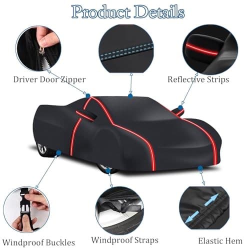 Outdoor Car Cover Compatible with Corvette Waterproof All Weather 210T C3 5
