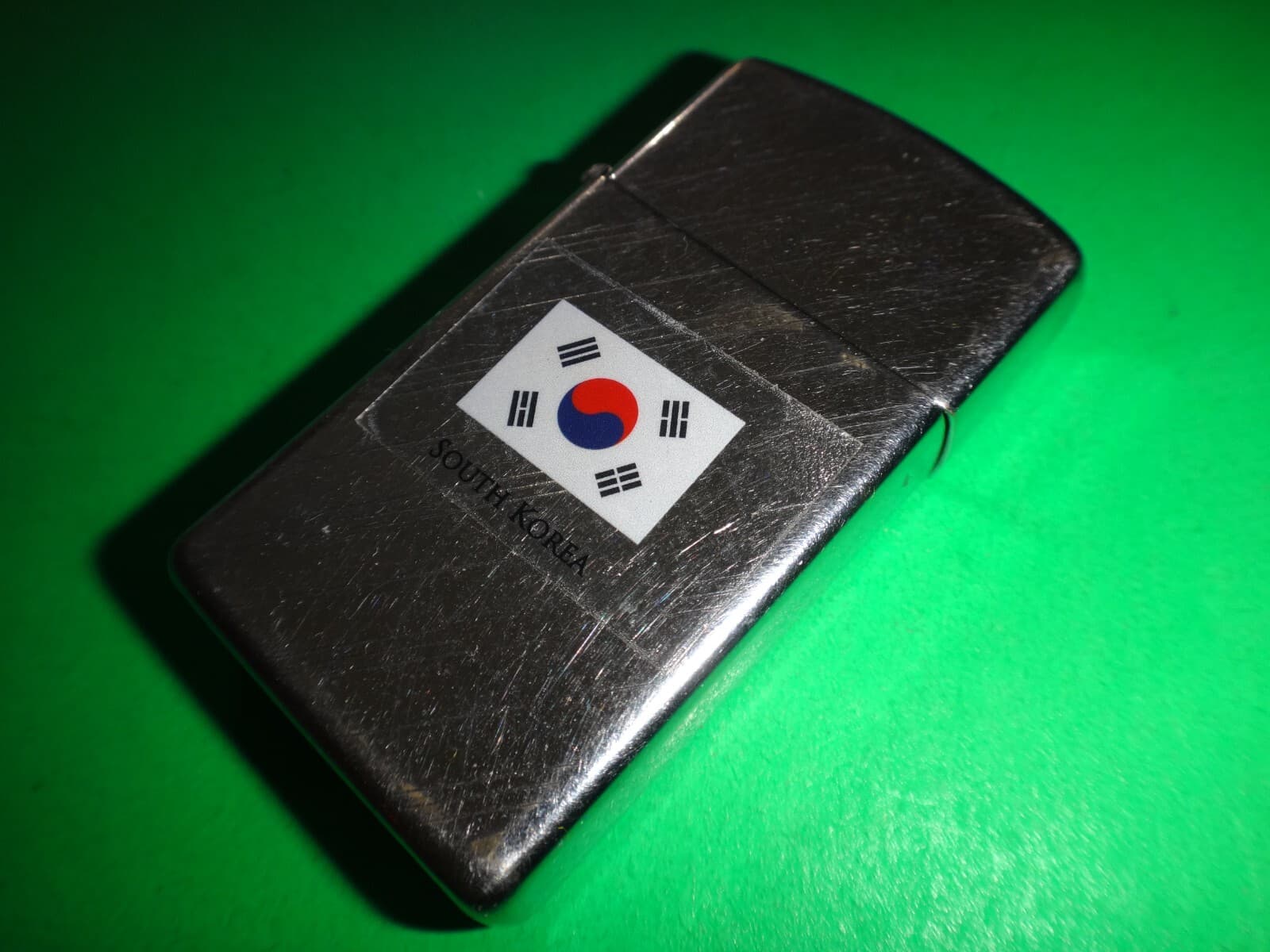 Vintage Year 1970 Zippo Slim Lighter with Flag of SOUTH KOREA Decal Sticker 2