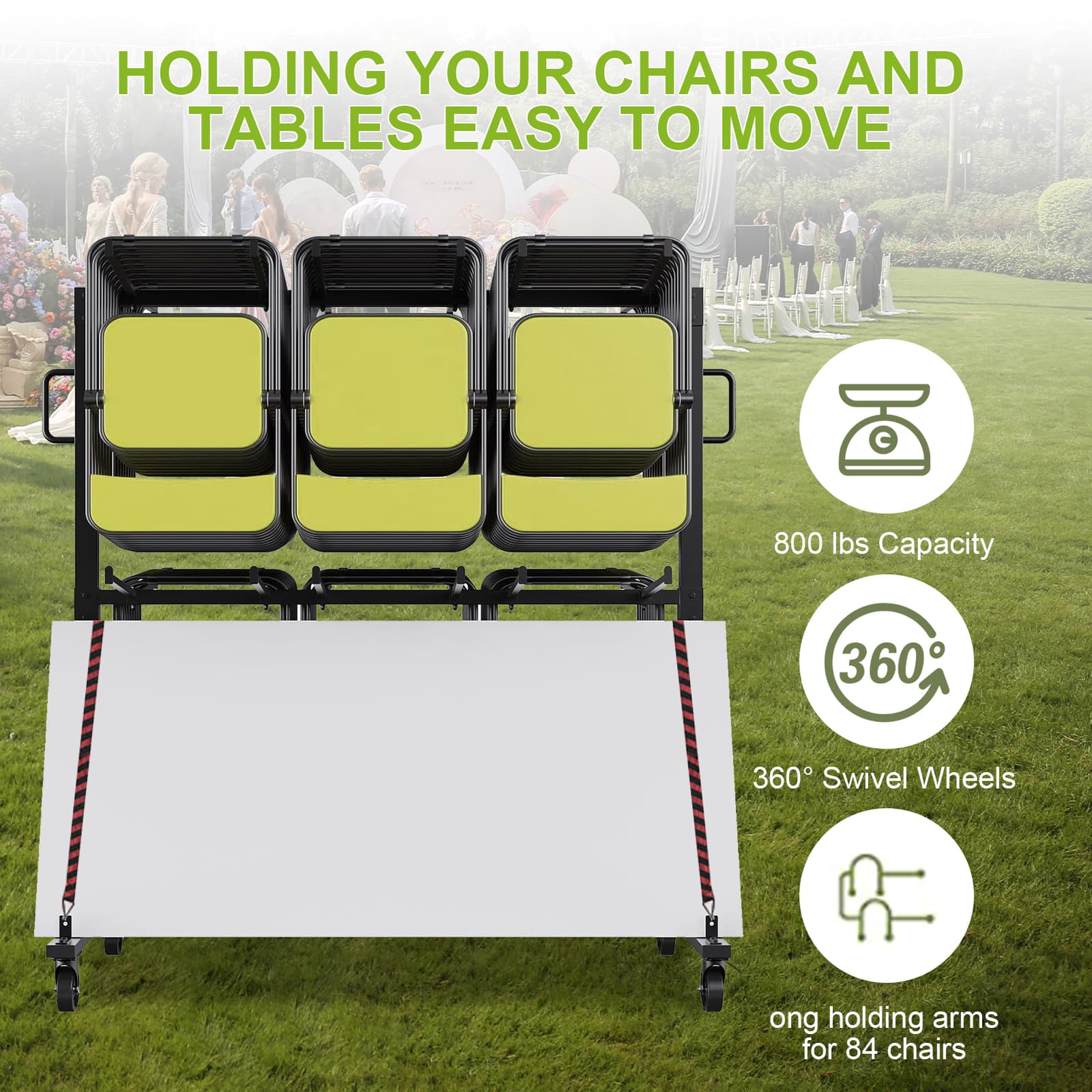 LoJok Folding Table and Chair Cart, 400/800 LBS Capacity for 42/84 Chairs 3