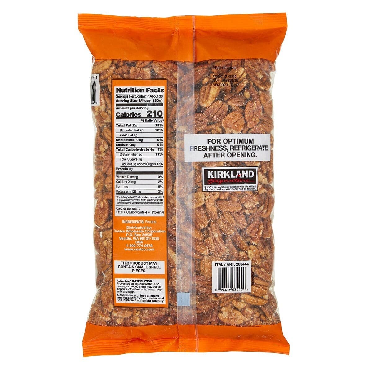 2 PACK - Kirkland Signature Shelled Pecan Halves Nuts Total 4 Lb 2