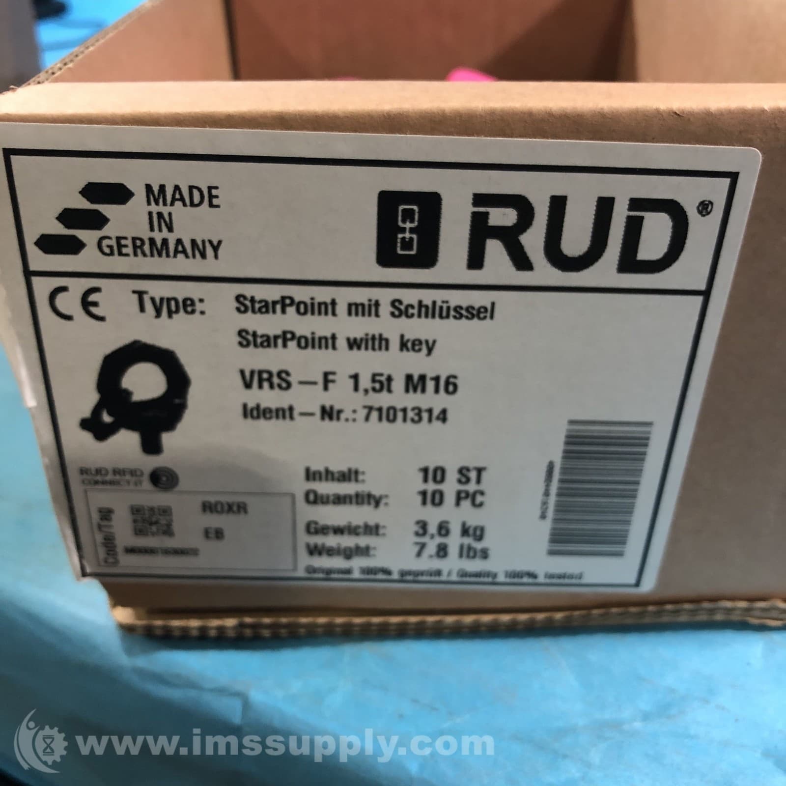 RUD VRS-F1,5tM16 Box of 10 Hoist Rings 0718 2