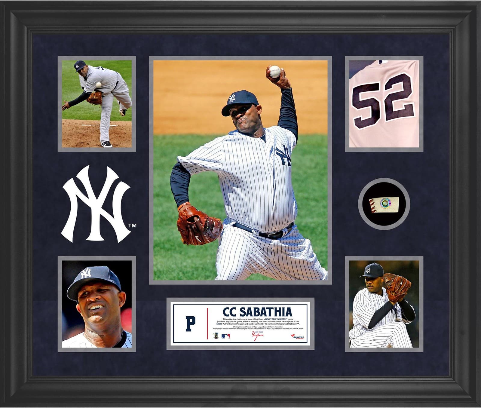 CC Sabathia NY Yankees Framed 5-Photo Collage w/ Game-Used Ball - Fanatics