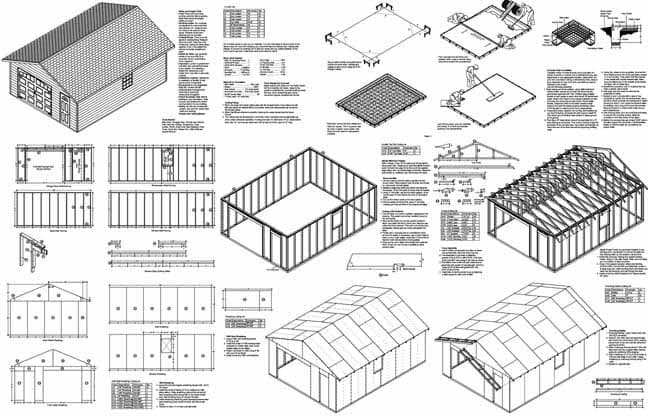 18 X 24 Car Garage Plans / Workshop Structure,  Materials List Included #51824 2