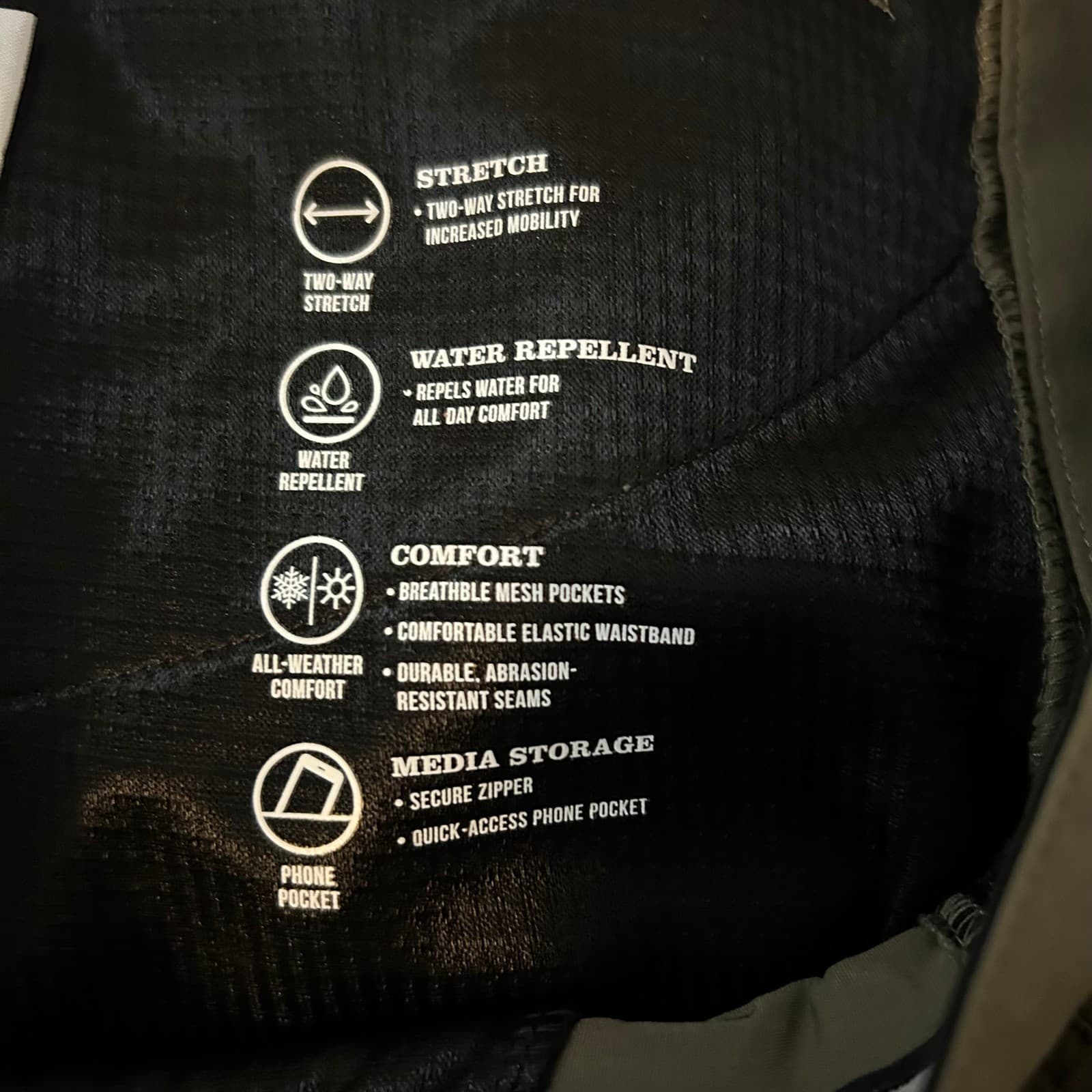 Orvis Tech Trek Pant Mens 34x32 Green Stretch Hiking Water Repellent Utility 5