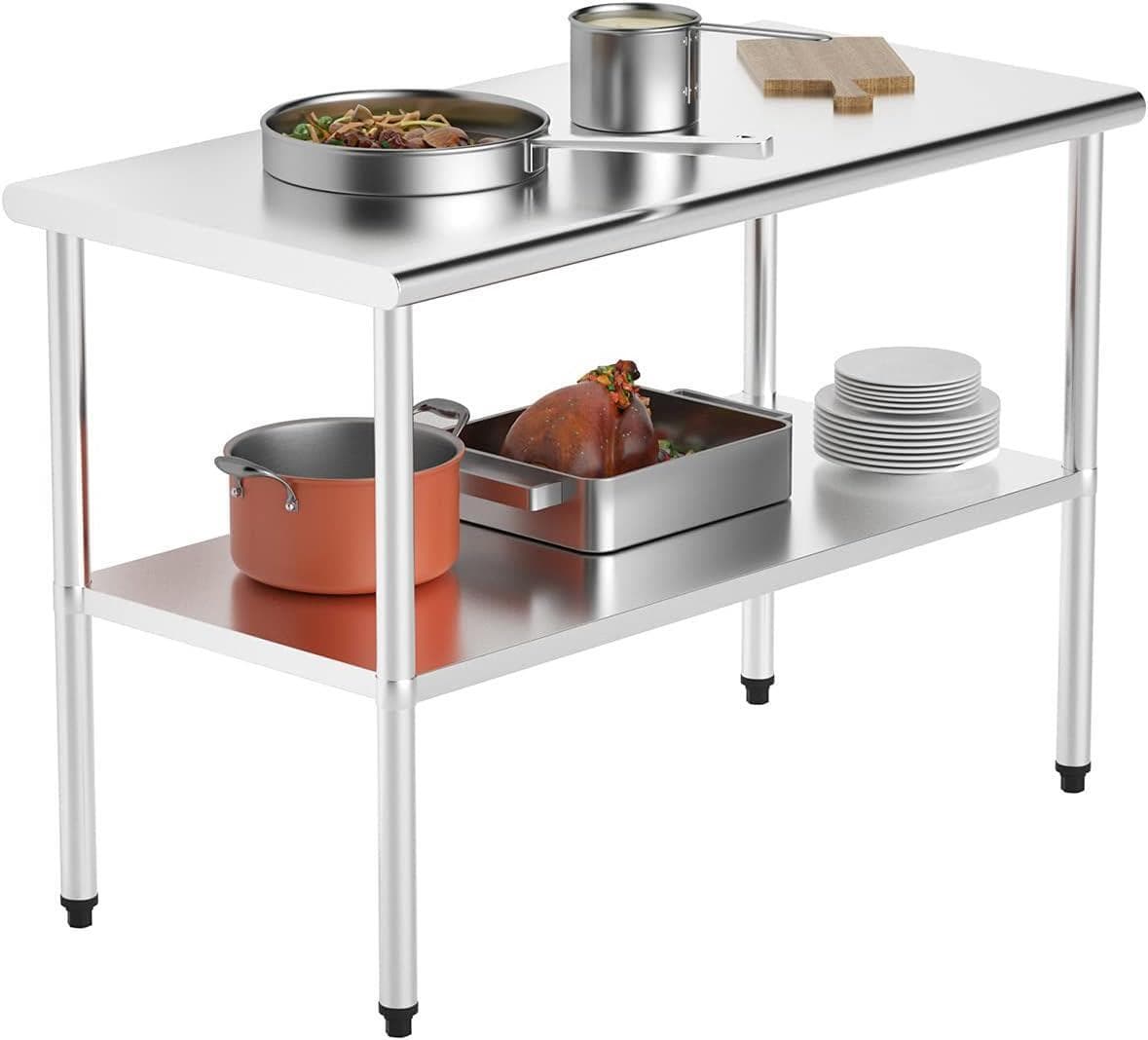 48'' x 24'' Stainless Steel Prep & Work Table with Adjustable UnderShelf Kitchen 4