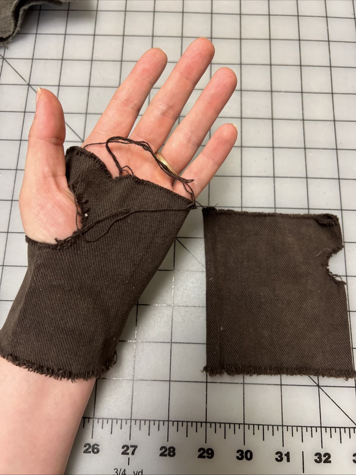 18th Century era Rough Fingerless Mitts out of Scraps, "Turn" TV Costume #102 2