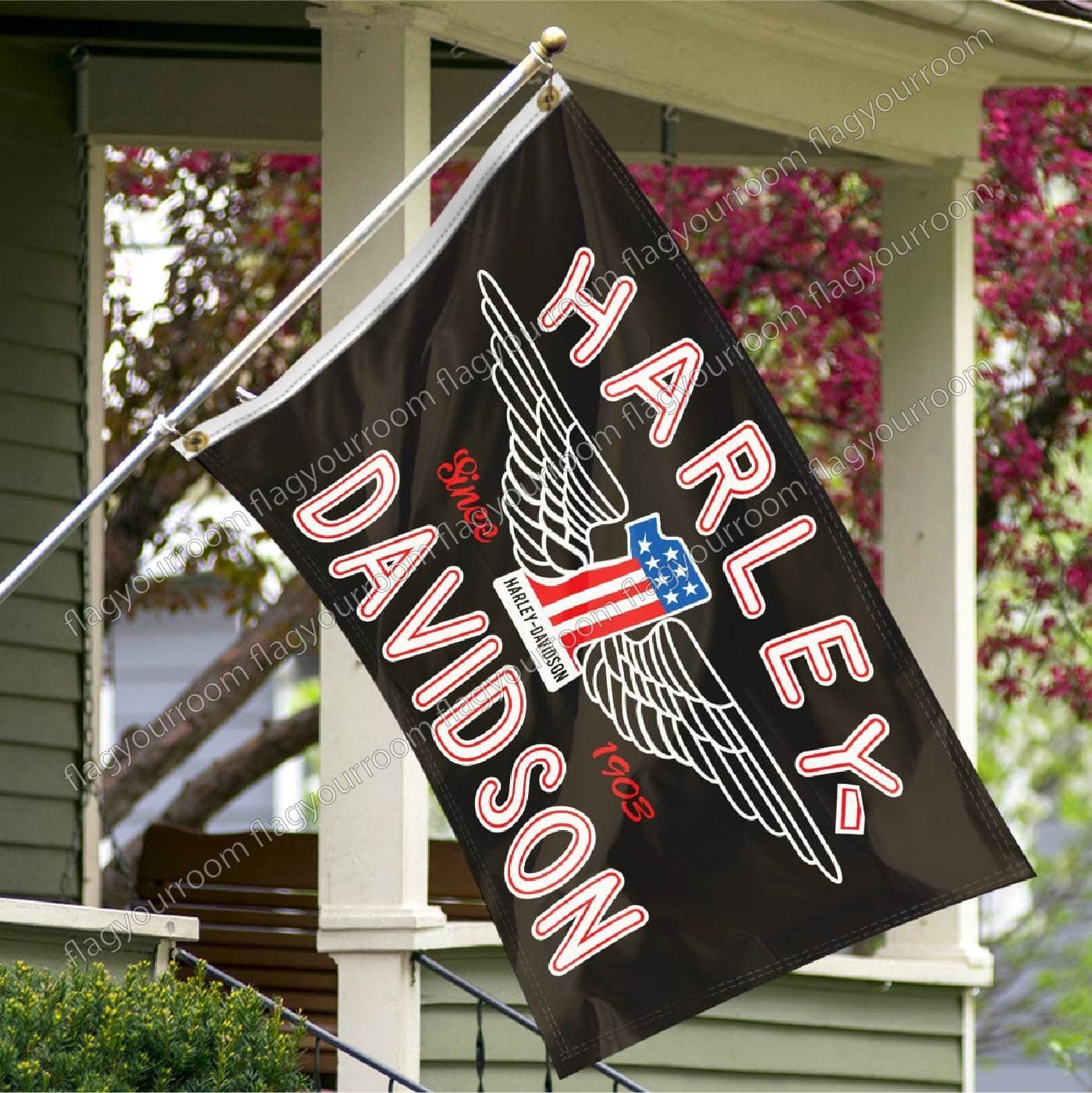 Harley Davidson Flag Banner 3 X 5 ft USA Flag Wings with Grommets FREE SHIPPING 3