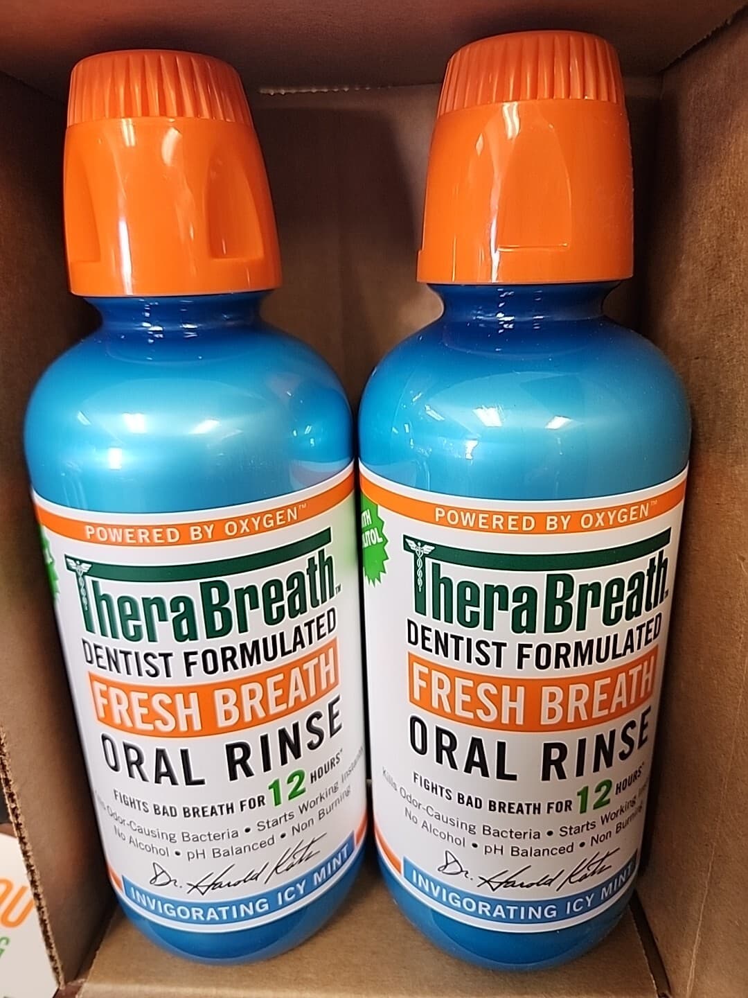 Therabreath Fresh Breath Mouthwash, Icy Mint Flavor/Pack of 2 bottles/16fl.oz x2