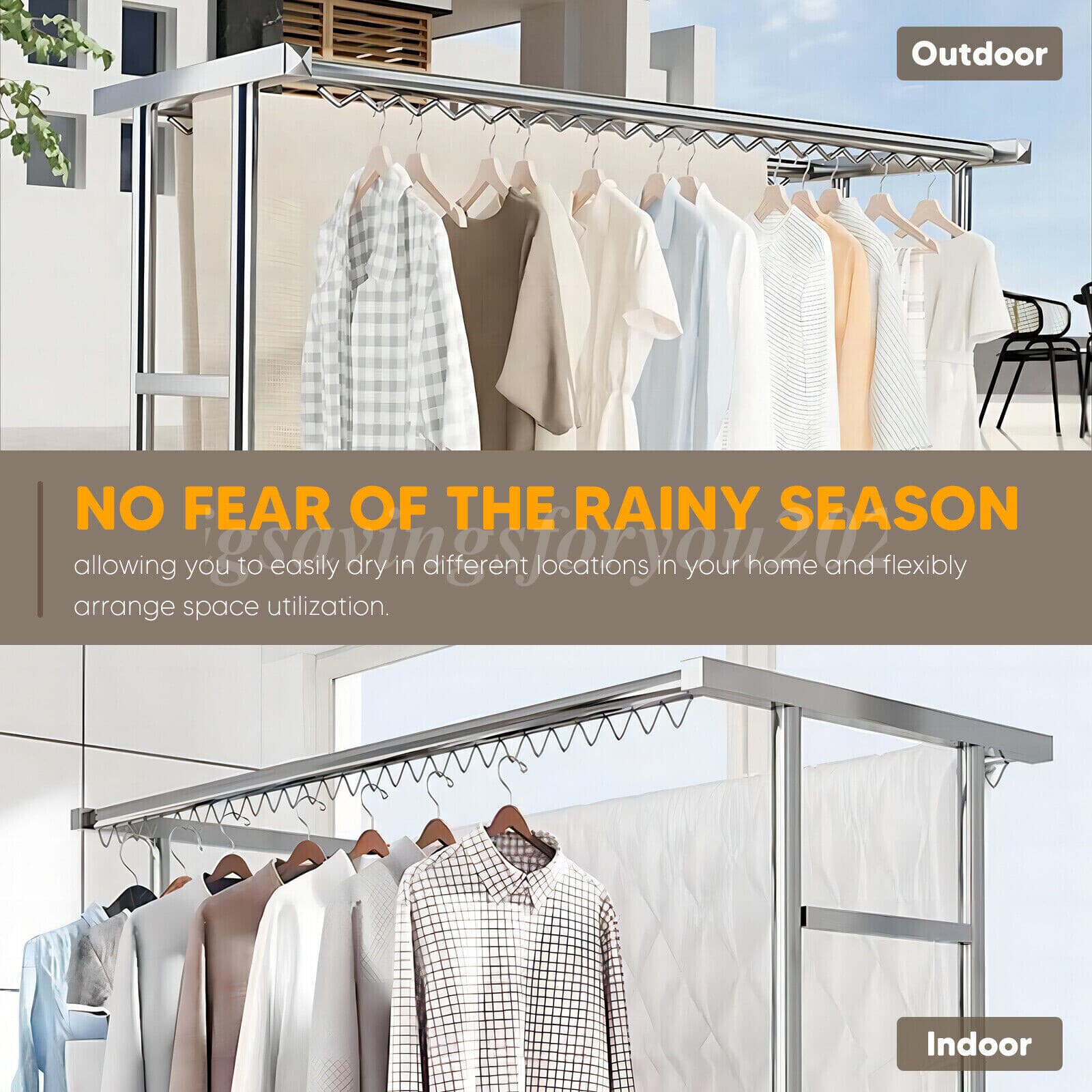 Heavy Duty Commercial Clothing Garment Rack Rolling Collapsible Chrome US 5