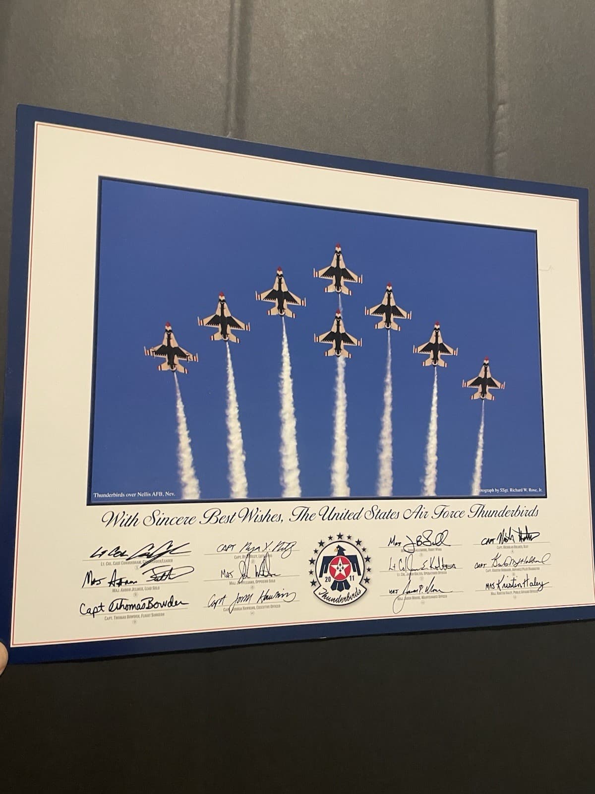 USAF Thunderbirds 2011 Team Print 8 F-16 Jet Formation Nellis AFB Airshow Legend