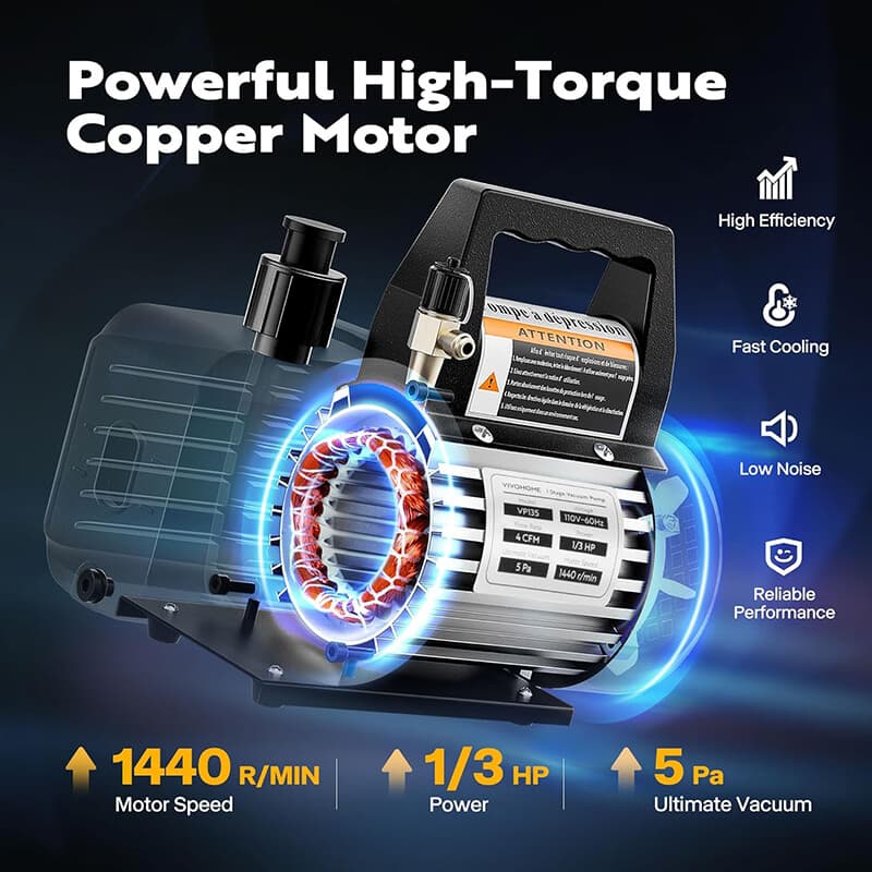 1/3 HP 4 CFM Vacuum Pump HVAC Refrigeration AC Manifold Gauge for R134a R12 R22 3