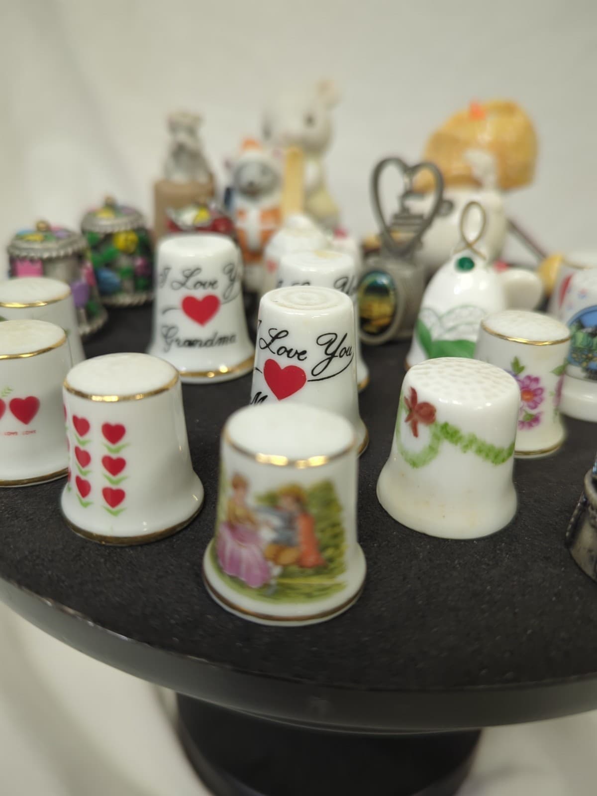 Lot Of Miniatures And Thimbles Metal Ceramic And One Wood 6