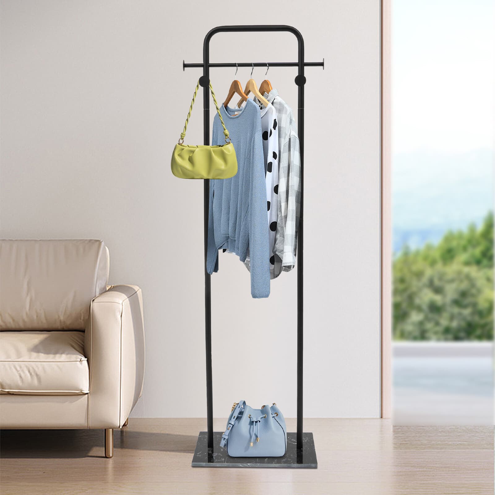 Metal Clothes Rack Free Standing Garment Clothing Rail Rack Organizer Black 6