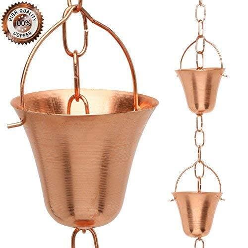 Marrgon Copper Water Chain with Bell Shaped Cups – Durable & Thick Rain Chain