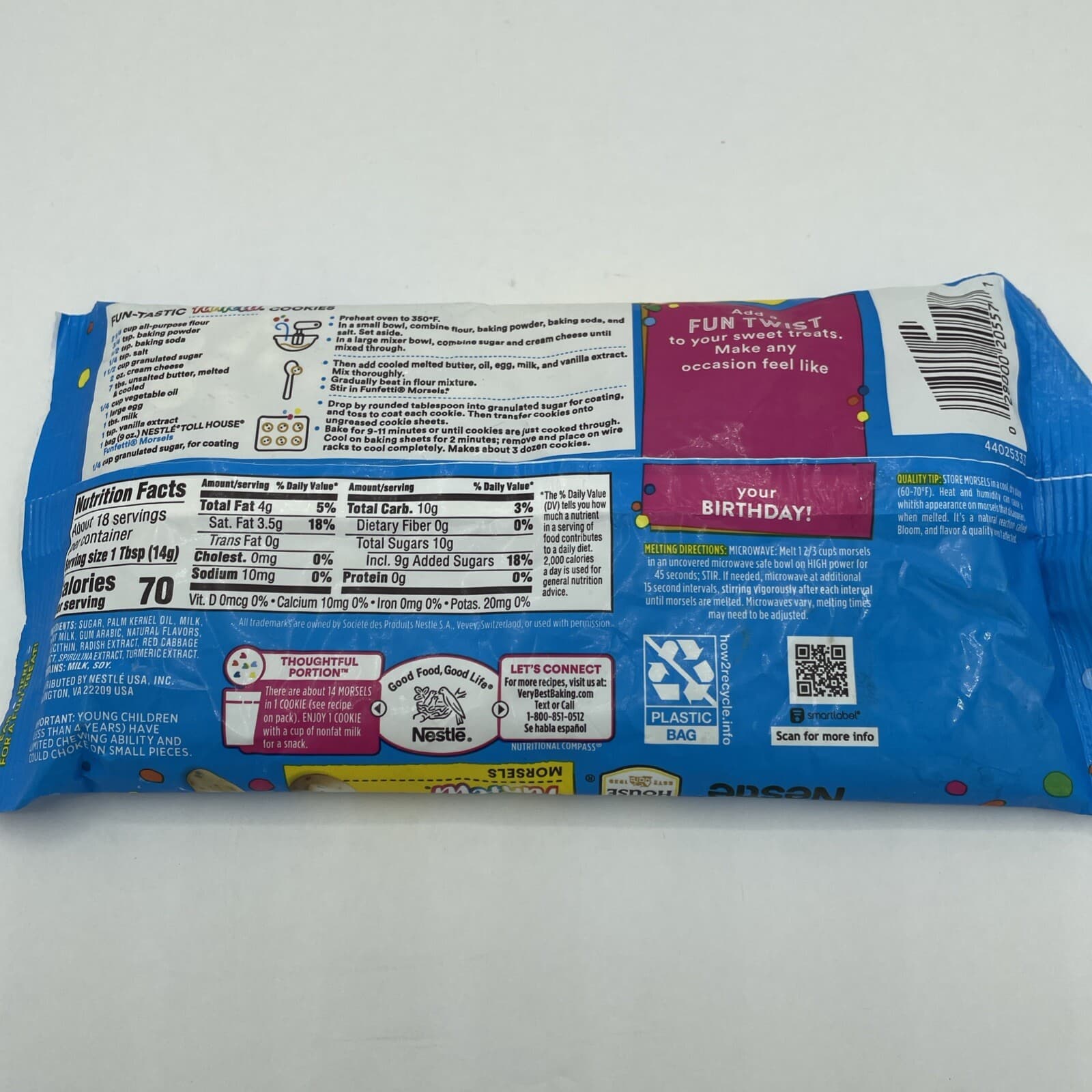 Nestle Toll House FUNFETTI Morsels Vanilla Baking Chips 9 oz Bag FREE SHIP 5