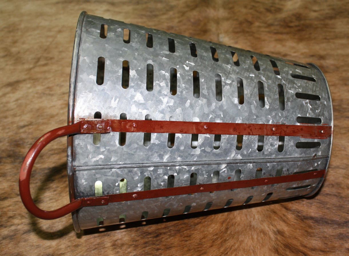 Galvanized Rustic Antique Style Metal OLIVE BUCKET Home Decor Harvest Basket 13" 4