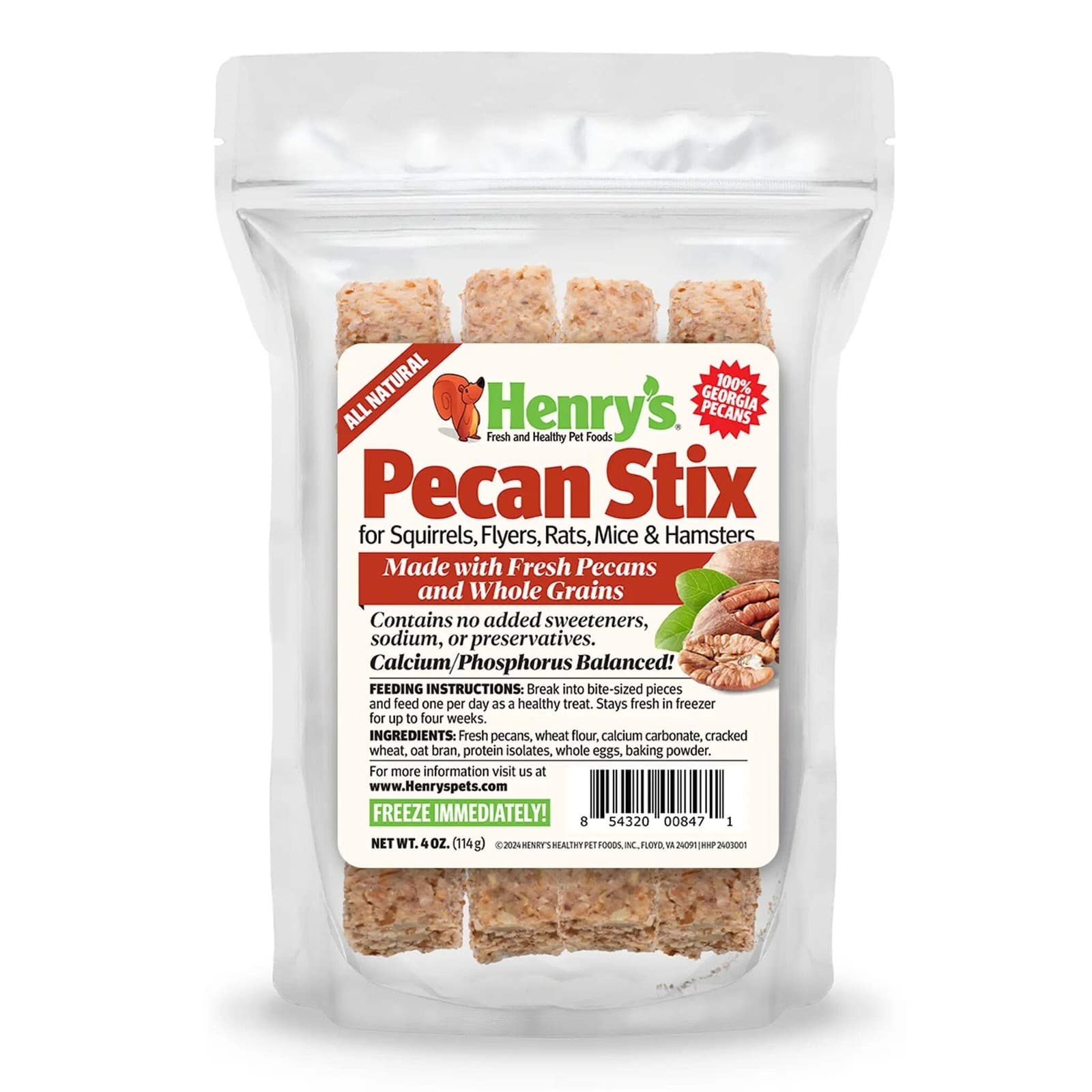 Pecan Stix - Treats for Squirrels, Flyers, Rats and Mice