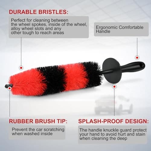Wheel Rim Brush, Soft Bristle Long Car Tire Detailing Washing Tool for Exhaust  3