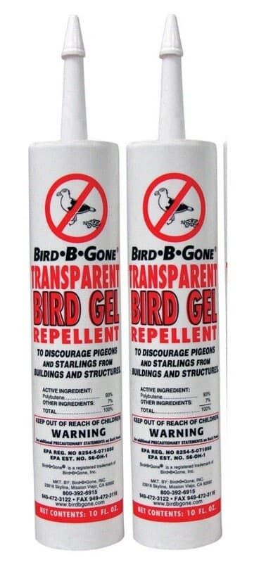 2 ~ Bird-B-Gone Transparent Bird Gel Repellent Easy To Apply With Caulking Gun