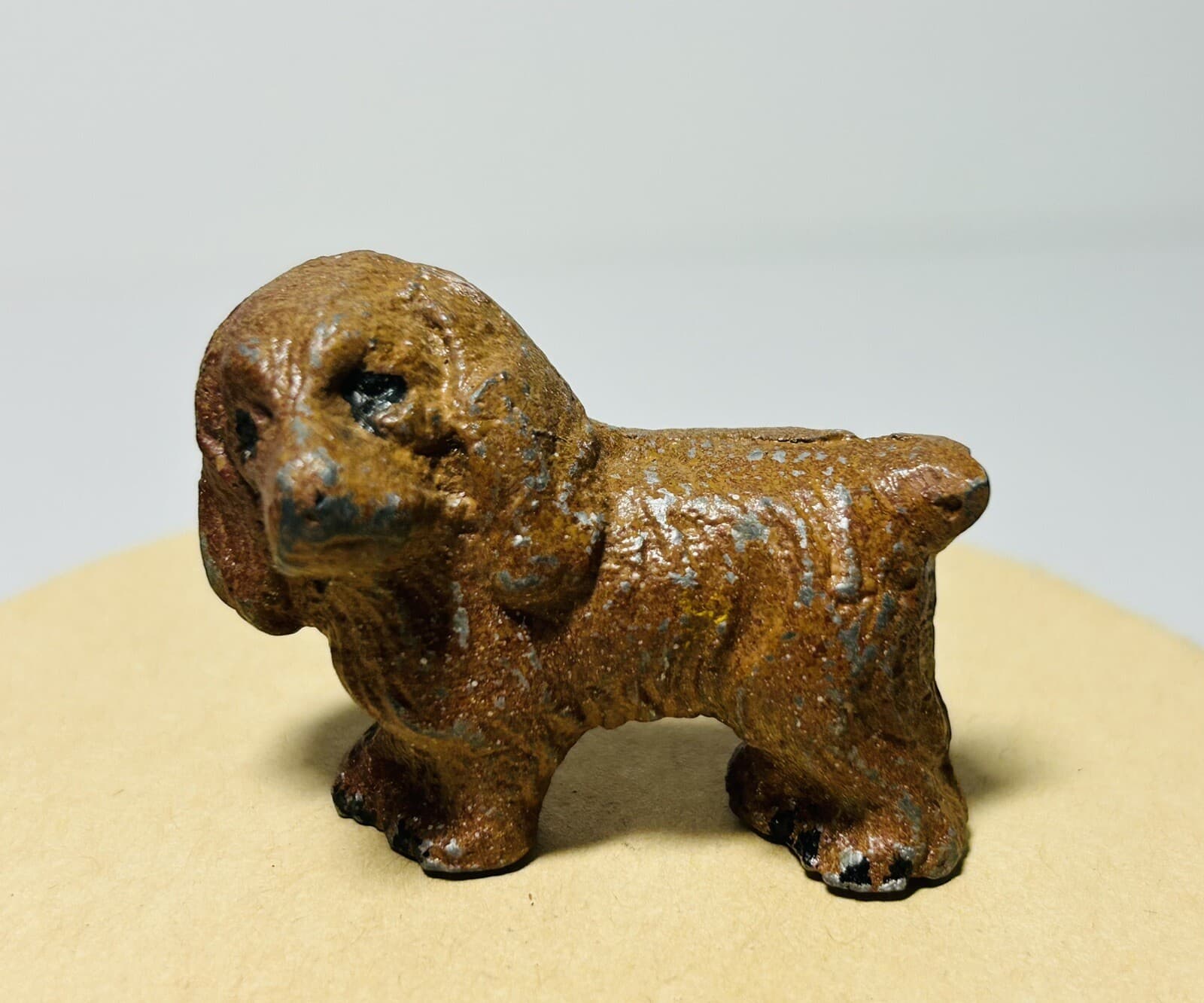 Vintage Cast Lead-Metal Cocker Spaniel-Dog Toy-Figurine - Brown Painted 2" 2