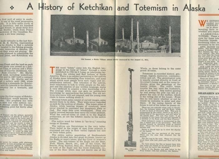2 Brochures History of Ketchikan & Totems 1950 Pruell's Billingley Alaska  2