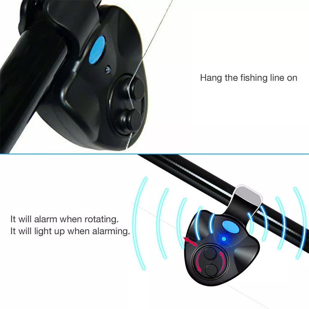 4PCS Fishing Bite Alarm,Electronic LED Clip On Fish Rod Fishing Bite Sound Alarm 4