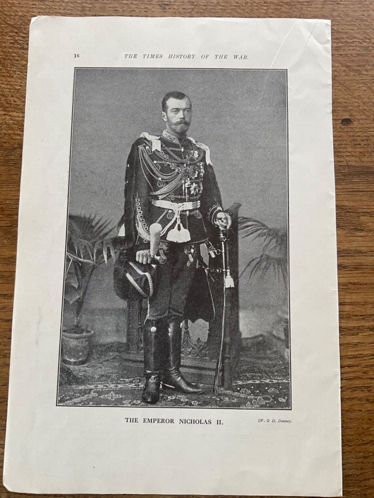 Antique WW1 Print 1914 Russian Emperor Nicholas ll Alexandrovich Romanov Russia 3