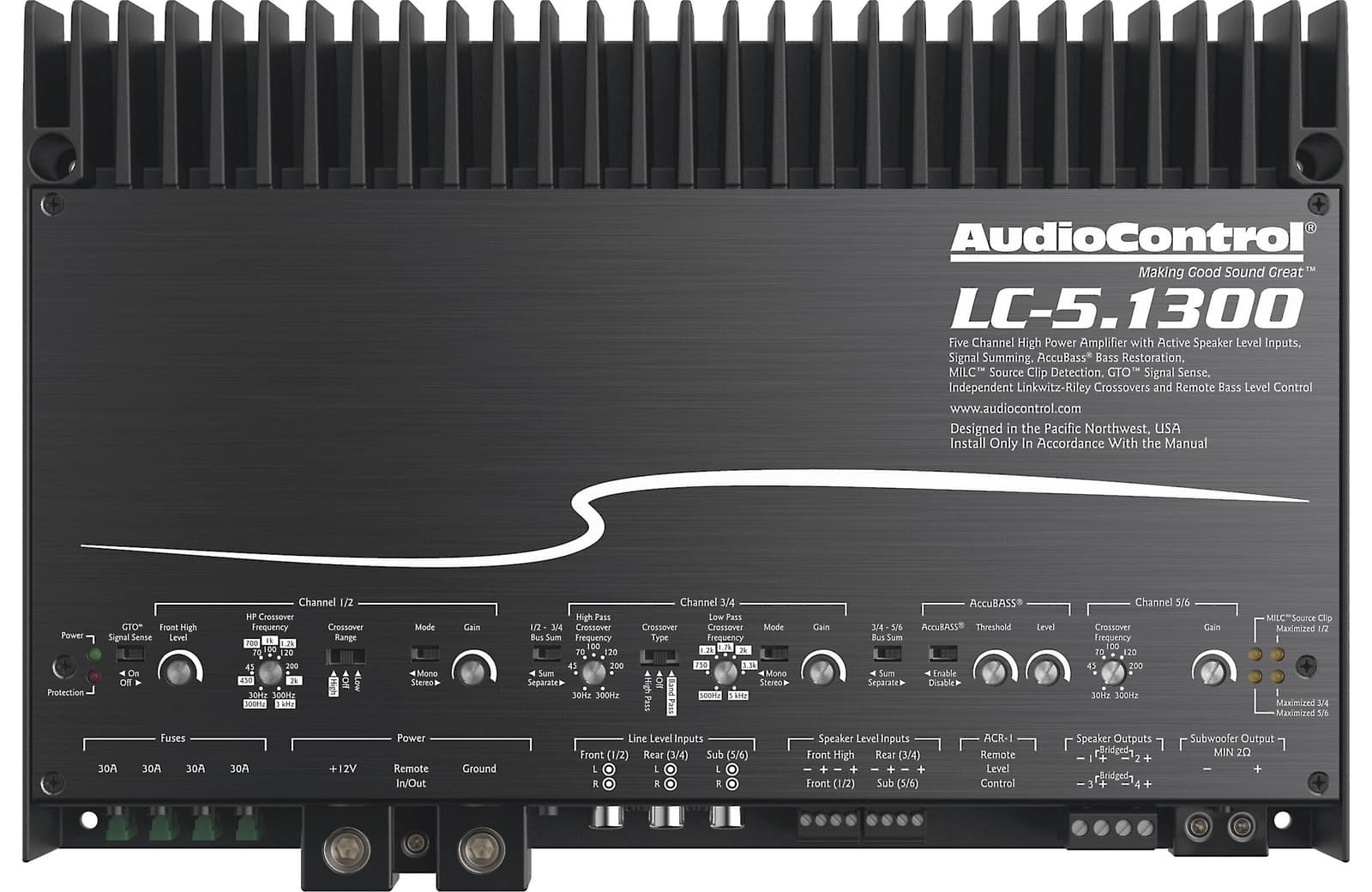 AUDIOCONTROL LC-5.1300 5-CHANNEL CHANNEL SUMMING CAR SPEAKER SUBWOOFER AMPLIFIER 3