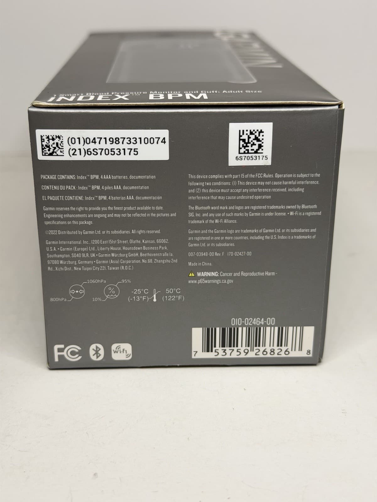 NEW Garmin Index BPM WiFi Smart Blood Pressure Monitor Cuff 010-02464-00 3