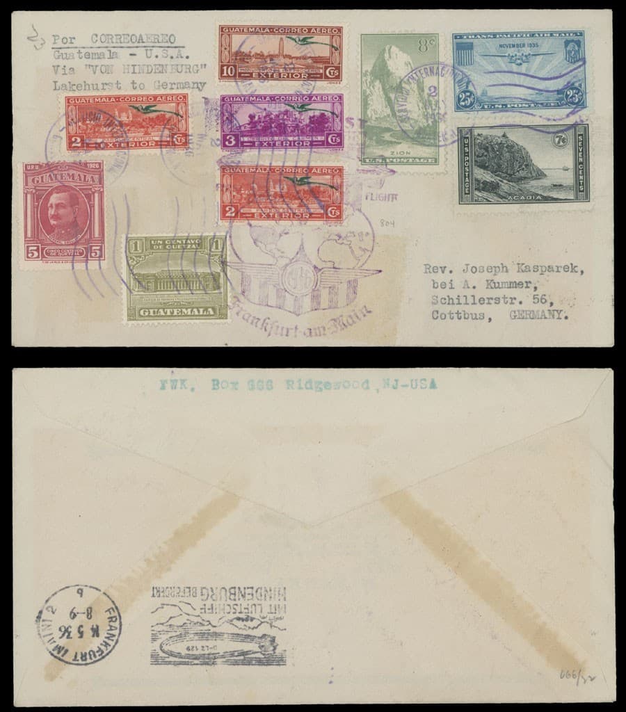 1936, GUATEMALA ZEPPELIN-1ST NORTH AMERICA AIRSHIP HINDENBURG FLIGHT, SI. #409P