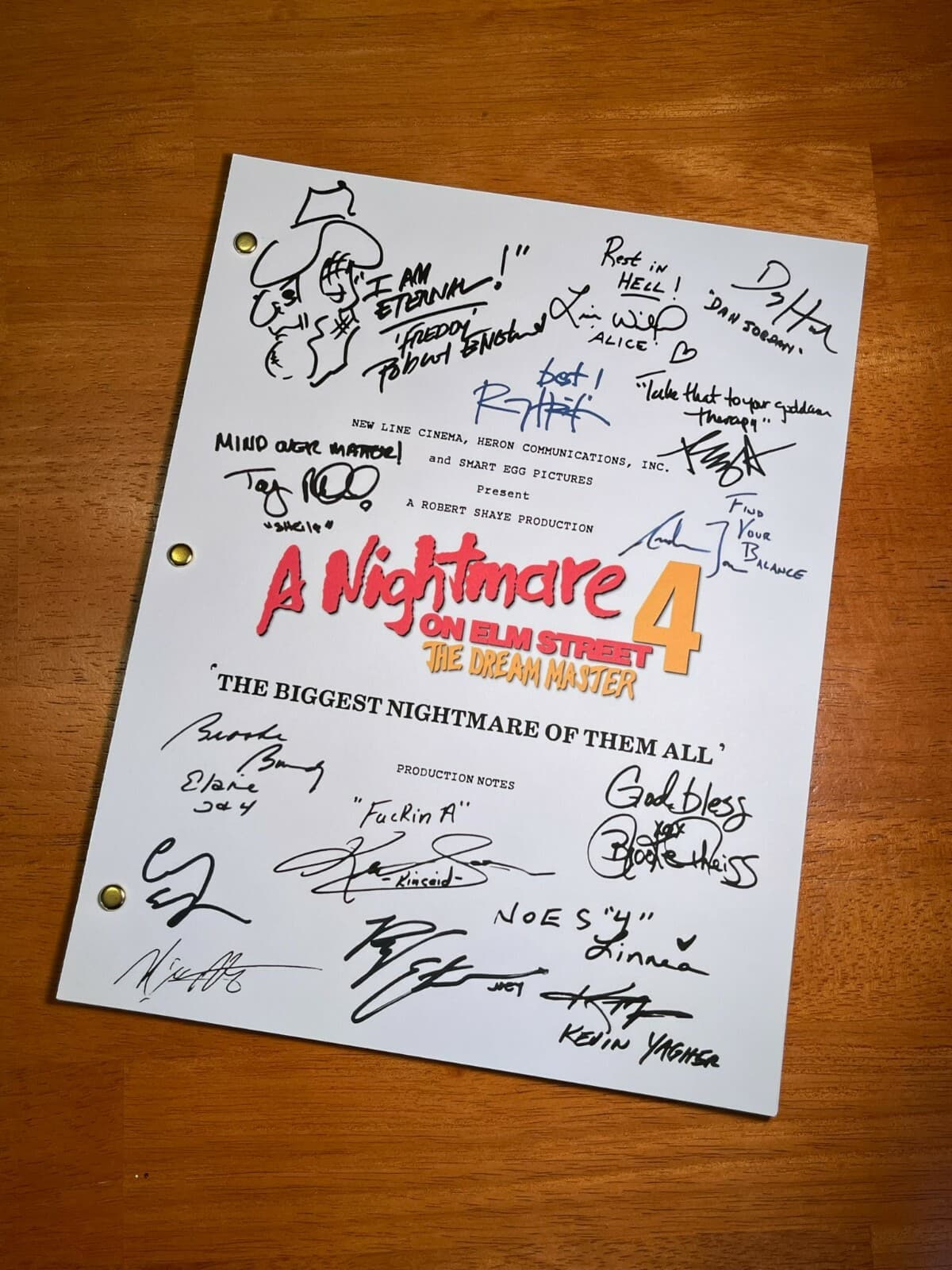 A Nightmare On Elm Street 4 Production Notes- Cast-Signed- Autograph Reprints 5
