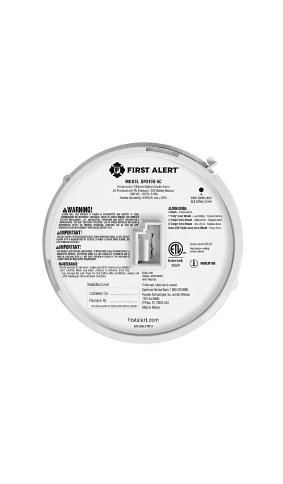 First Alert SMI100-AC Hardwire Interconnect Smoke Alarm with Battery Backup 12pc 4