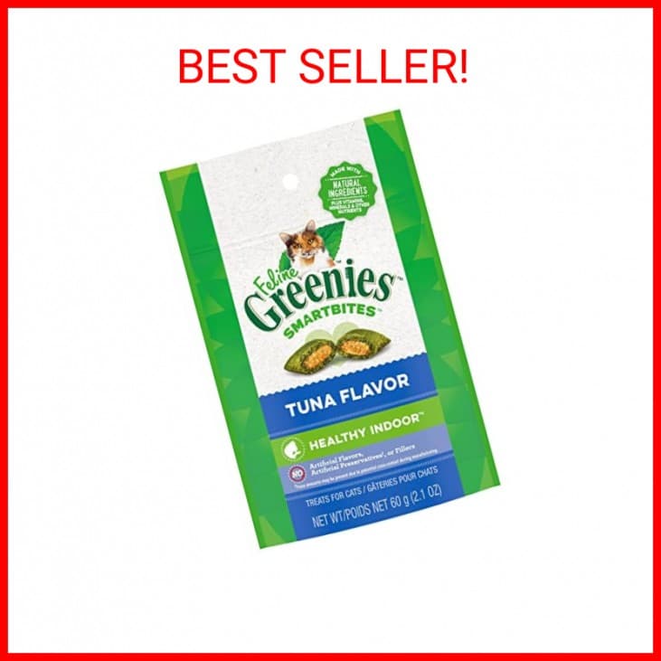 FELINE GREENIES SMARTBITES HEALTHY INDOOR Natural Treats for Cats, Tuna Flavor,