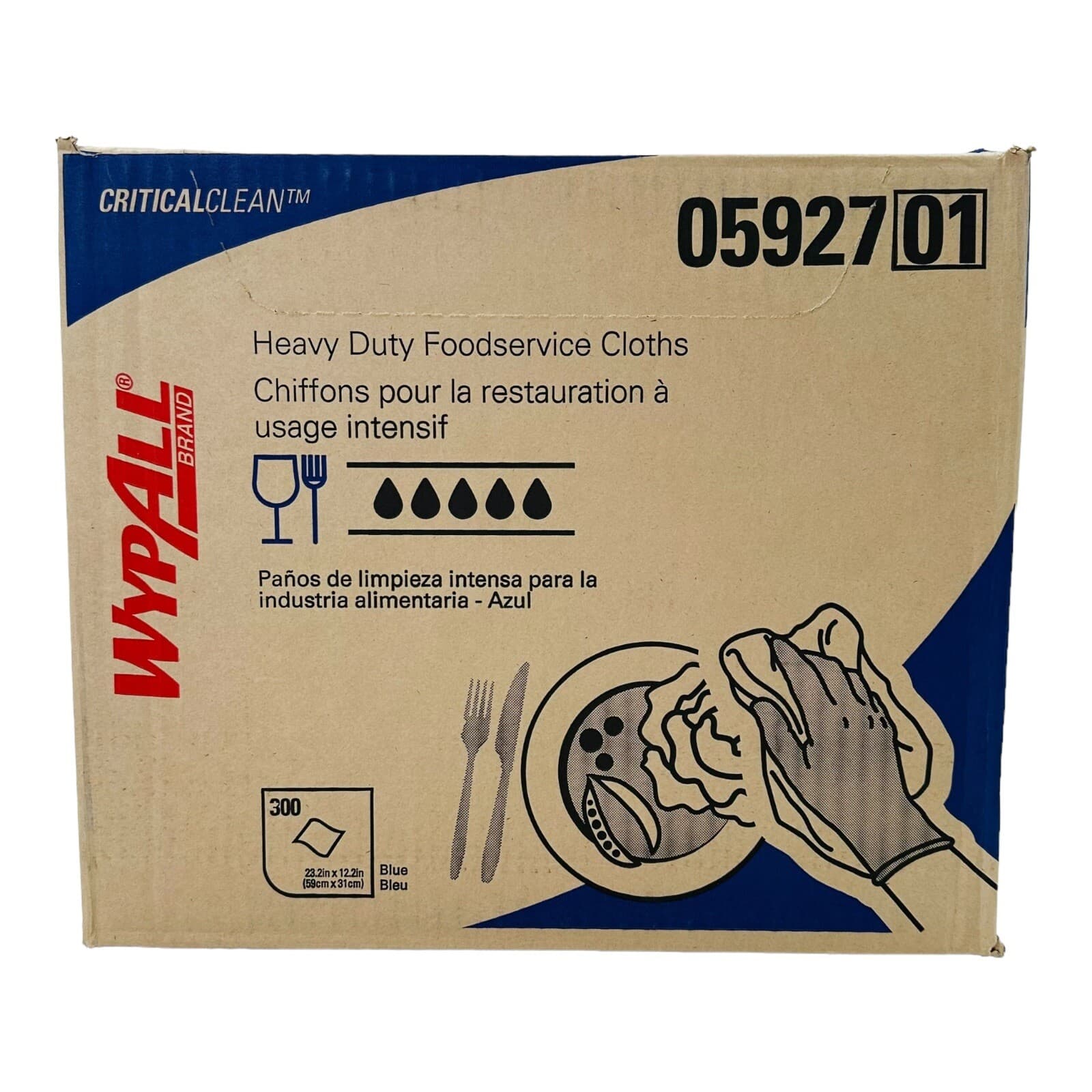 300 Cloths Wypall Critical Clean Foodservice Cloths 23.2" x 12.2" Exp.11/2028