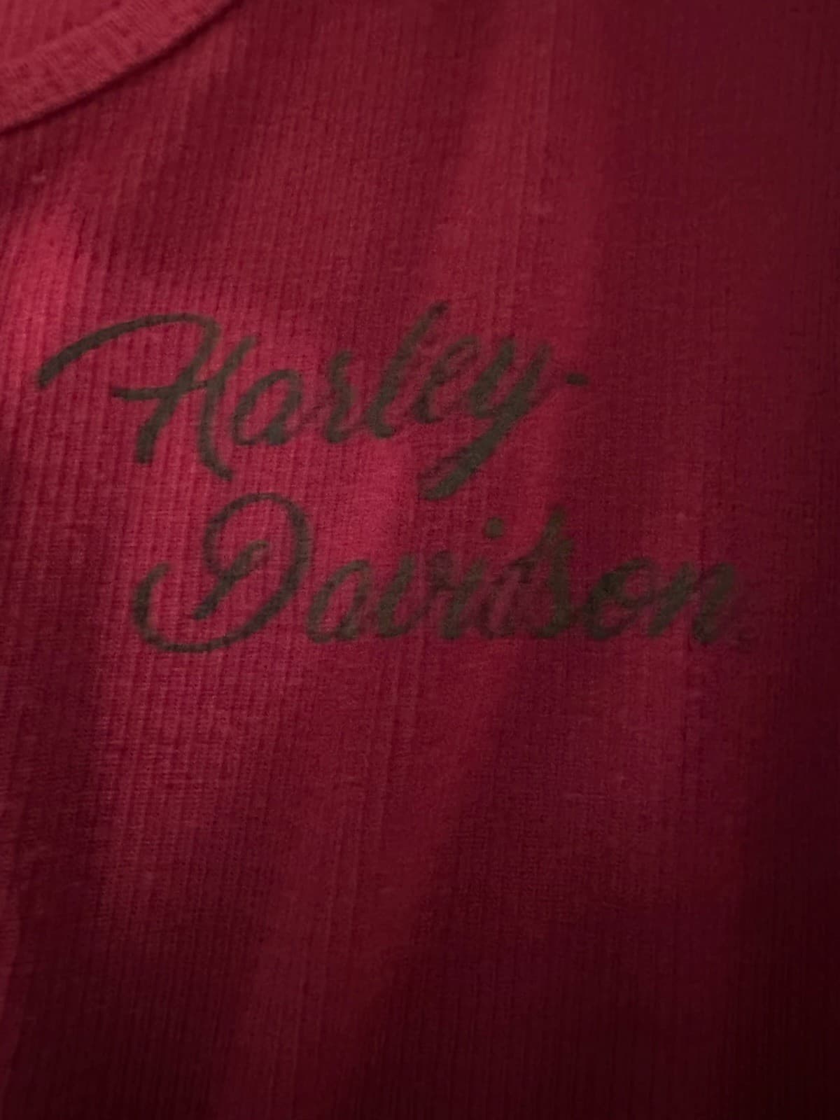 Harley Davidson Women's V Neck LS Red Henley Top,  Size XL 4